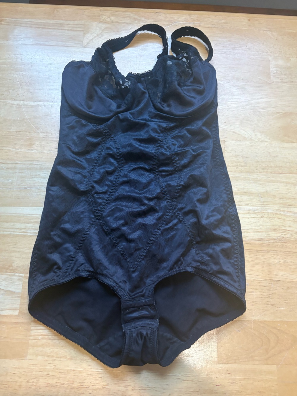 Maidenform Black Lace-Trim Shapewear Bodysuit